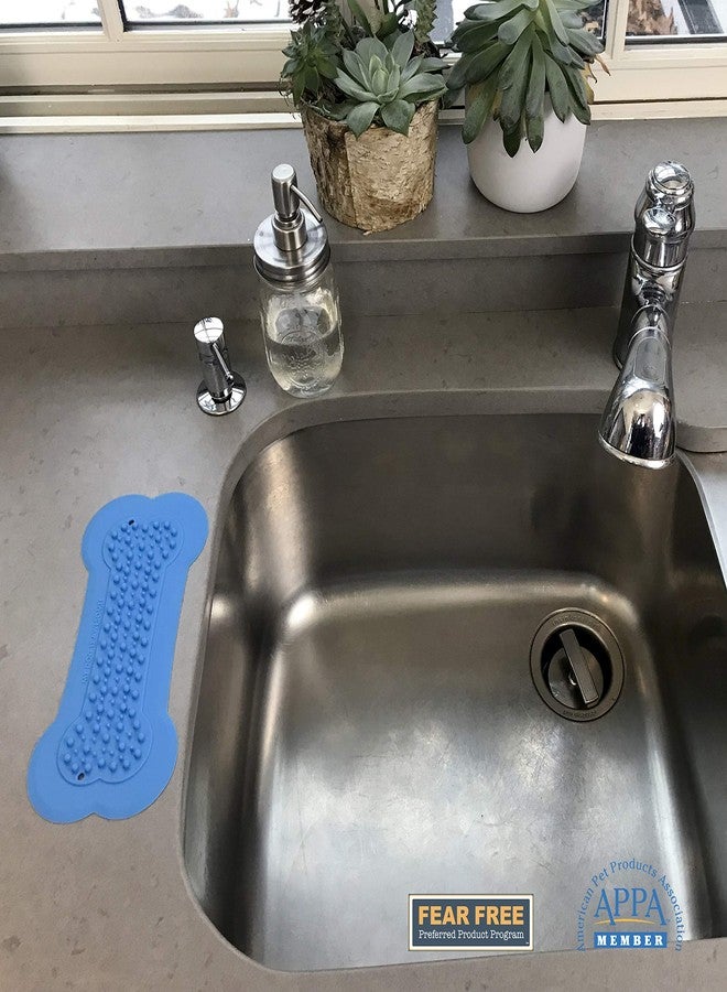 Perfect Curve Lick Lick Pad Dog Accessories | Pet Shower Attachment | Dog Peanut Butter Lick Pad | Dog Bathing Station | Dog Bathing Supplies | Veterinarian Used | Suction to Wall | Large (Large - 2 Pack, Blue) - Image 3