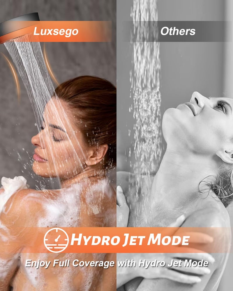 Luxsego Filtered Shower Head with Handheld Spray for Skin and Hair Care, High Pressure Shower Heads with Filters for Hard Water, Hydro Jet Showerhead Set Includes Hose, Bracket and Mineral Beads - Image 3