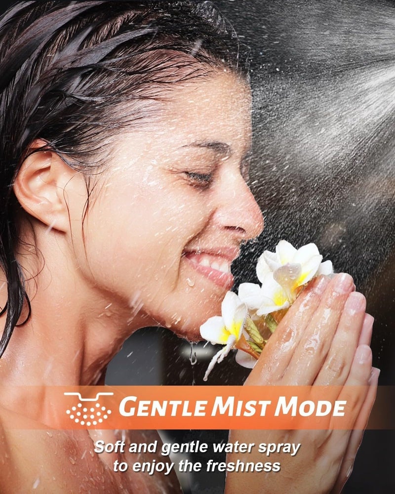 Luxsego Filtered Shower Head with Handheld Spray for Skin and Hair Care, High Pressure Shower Heads with Filters for Hard Water, Hydro Jet Showerhead Set Includes Hose, Bracket and Mineral Beads - Image 4