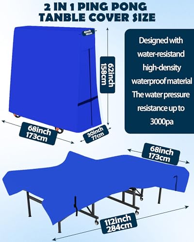 OUTTDID Outdoor Ping Pong Table Cover, 600D Waterproof Sunproof Indoor & Outdoor Fits Universal Folding Tables and Flat 9x5 FT Tables Tennis - Image 2