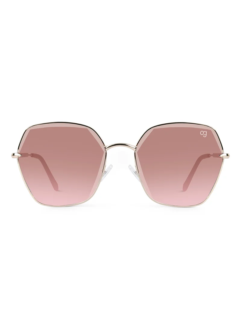 Woggles Latest & Stylish UV Protected Peach Hexagonal Sunglasses for Women