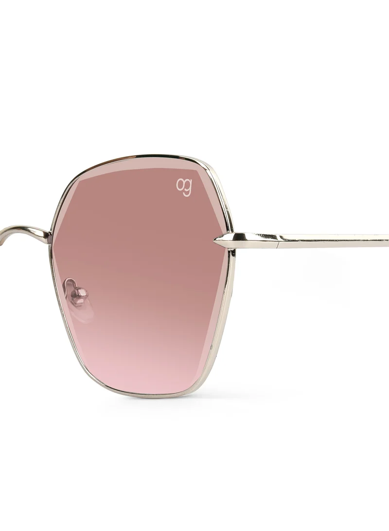 Woggles Latest & Stylish UV Protected Peach Hexagonal Sunglasses for Women
