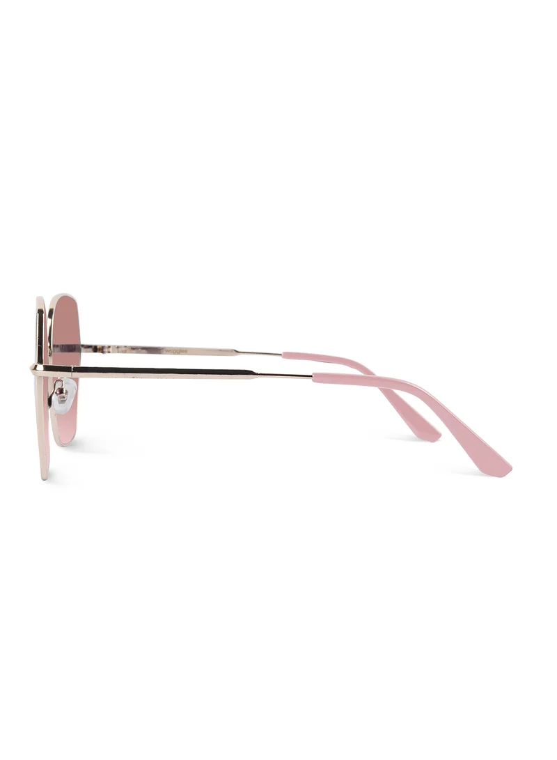 Woggles Latest & Stylish UV Protected Peach Hexagonal Sunglasses for Women