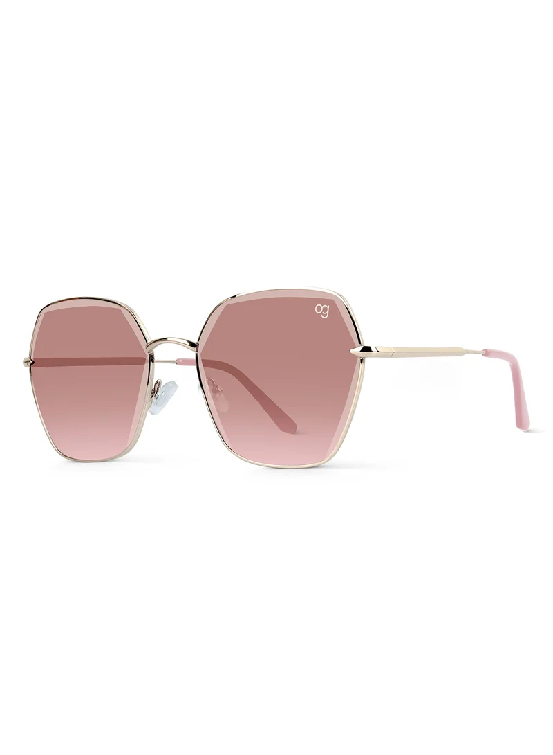 Woggles Latest & Stylish UV Protected Peach Hexagonal Sunglasses for Women
