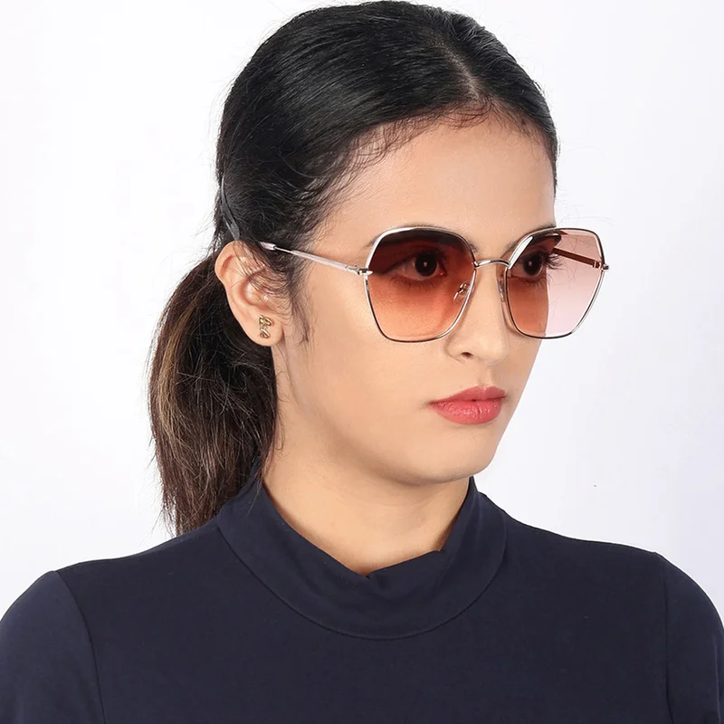 Woggles Latest &amp; Stylish UV Protected Peach Hexagonal Sunglasses for Women