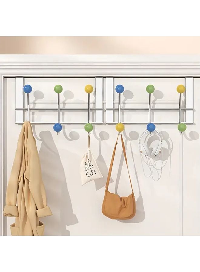 2Pcs Heavy Duty Door Hooks No Drill Installation 6 Hooks Metal Closet Organizer - Image 1