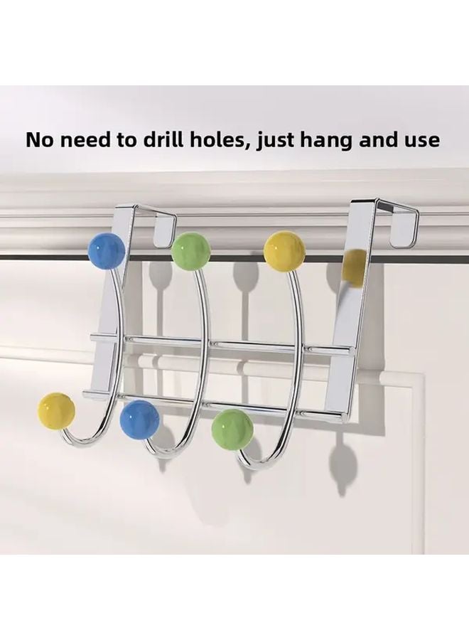 2Pcs Heavy Duty Door Hooks No Drill Installation 6 Hooks Metal Closet Organizer - Image 5