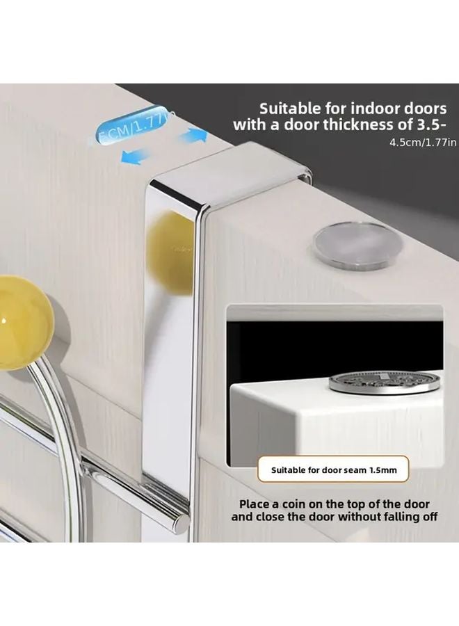 2Pcs Heavy Duty Door Hooks No Drill Installation 6 Hooks Metal Closet Organizer - Image 3