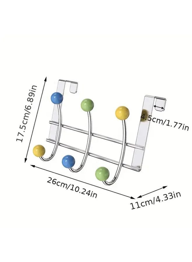 2Pcs Heavy Duty Door Hooks No Drill Installation 6 Hooks Metal Closet Organizer - Image 4