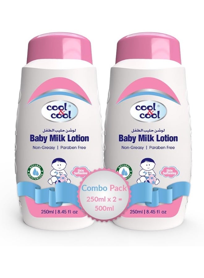 Cool & Cool Pack Of 2 Baby Milk Lotion - 250Ml - Image 1