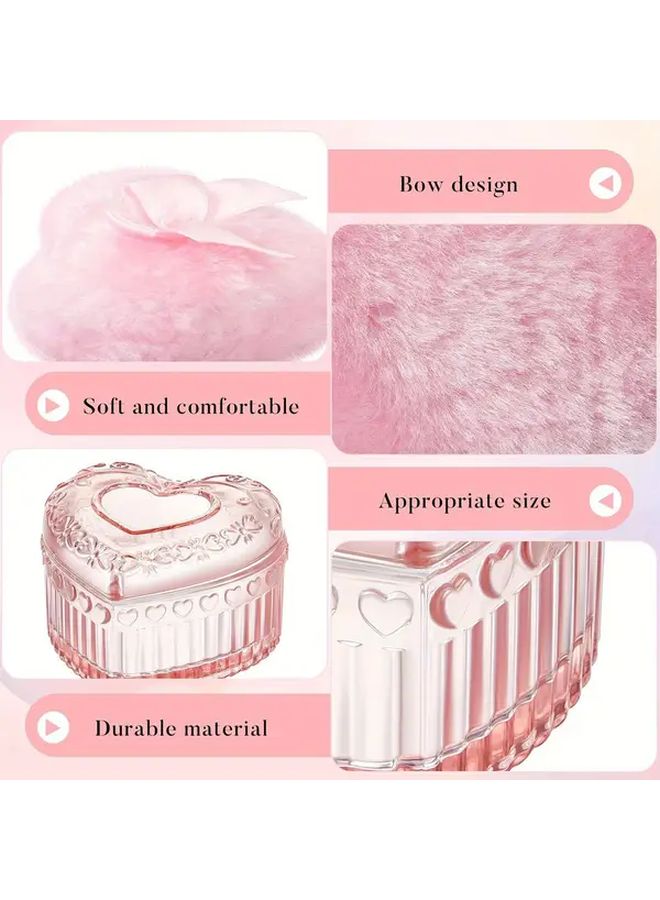 3pcs Pink Heart Velour Powder Puff Set Soft Washable Reusable For Wet And Dry Makeup - Image 3