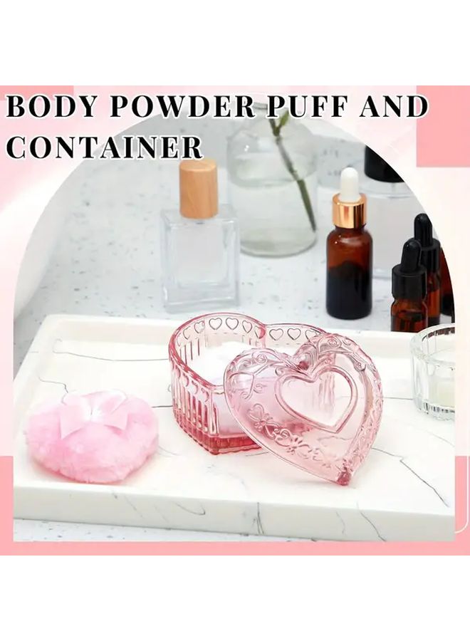 3pcs Pink Heart Velour Powder Puff Set Soft Washable Reusable For Wet And Dry Makeup - Image 2