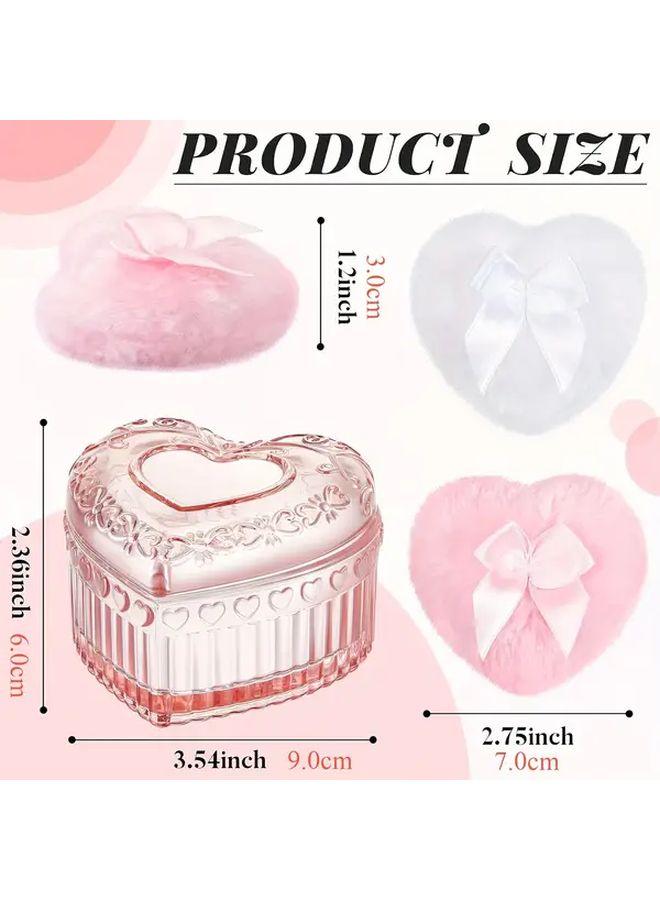 3pcs Pink Heart Velour Powder Puff Set Soft Washable Reusable For Wet And Dry Makeup - Image 4