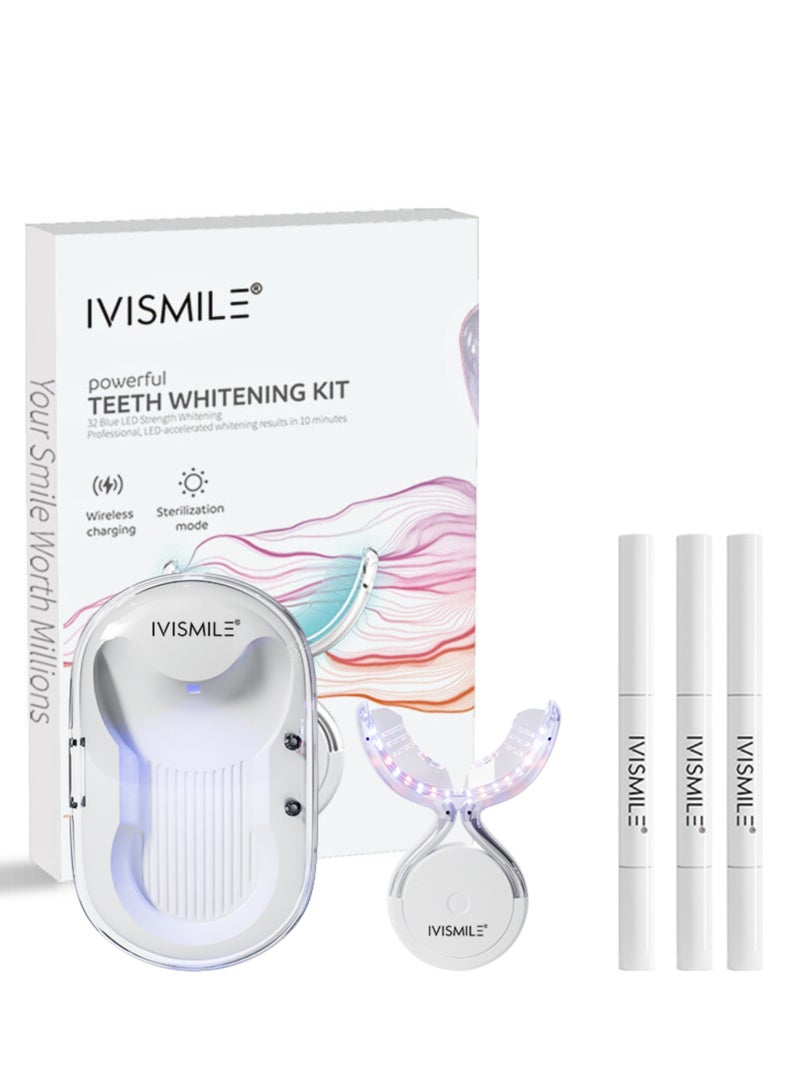 IVISMILE Professional Teeth Whitening Kit IVI-01 – 32 LED Light, Blue & Red Dual Rays, CE Approved, Luxury LED Teeth Whitening System with Booster Gel, Smart Timer, IPX6 Waterproof, Home & Travel Use - Image 1