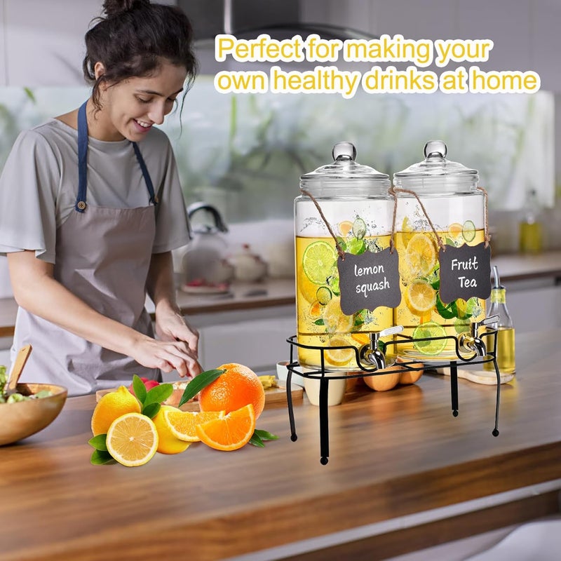 Edycur 1.5 Gallon Glass Drink Dispenser Set of 2, Drink Dispensers for Parties, Beverage Dispenser with Stand and Glass Lid, 100% Leakproof Spigot, Ideal for Lemonade, Juice, Laundry Detergent Dispenser - Image 5