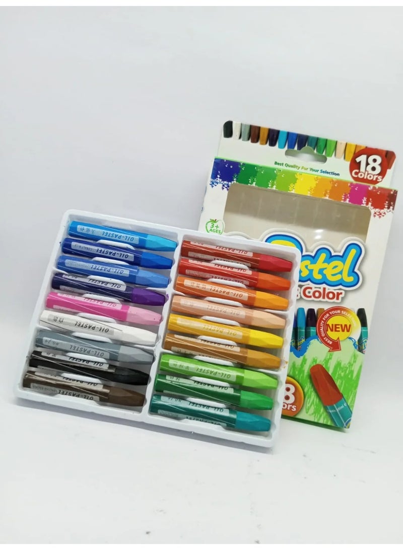 18 Colors Non-Toxic Mini Oil Pastel Crayons Art & Drawing Set for Kids - Image 1