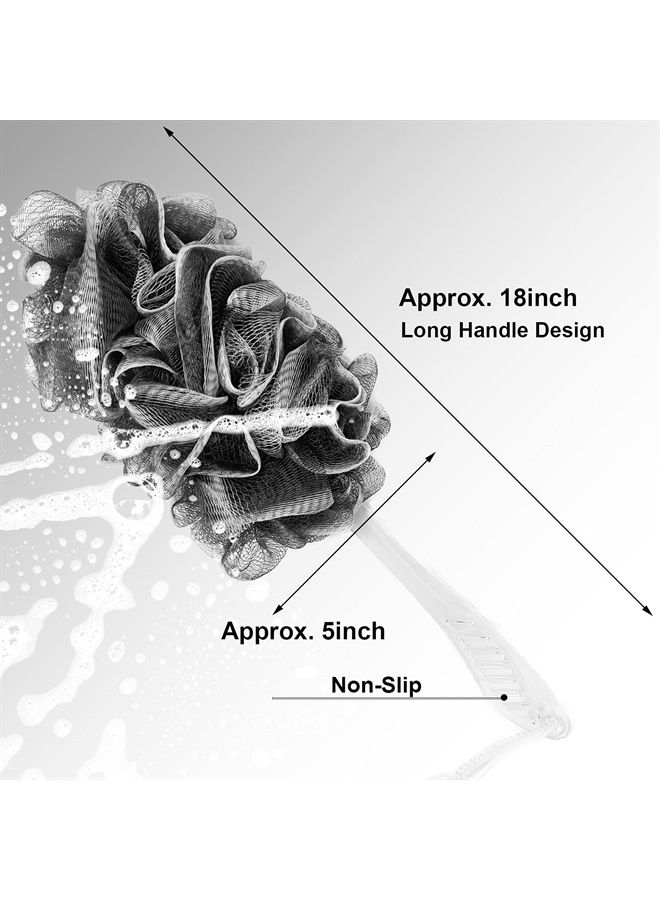 PPHAO - Black Loofah - Charcoal Loofah - Mens Loofah - Back Loofah for Shower - Exfoliating Loofah - Long Handle Bath Brush - Grey Loofah - Shower Mens Loofah Sponge Yellowe and Black - 2 Pack