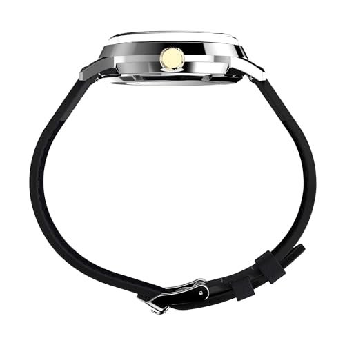 TIMEX Marlin Mechanical Automatic Watch for Man with Black Round Dial & Black Leather Strap Band Water Resistant Men's Wrist Watches - TW2W33900U9 - Image 2