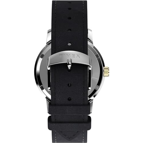 TIMEX Marlin Mechanical Automatic Watch for Man with Black Round Dial & Black Leather Strap Band Water Resistant Men's Wrist Watches - TW2W33900U9 - Image 3