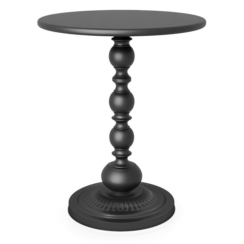 Funecy Metal Small End Table,Vintage Matte Black Round Side Table Nightstand for Bedside or Sofa,Small Accent Pedestal Table for Living Room Corners Bedroom Patio and bar (Matte Black) - Image 1