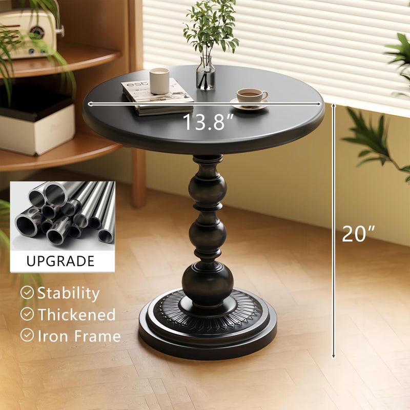 Funecy Metal Small End Table,Vintage Matte Black Round Side Table Nightstand for Bedside or Sofa,Small Accent Pedestal Table for Living Room Corners Bedroom Patio and bar (Matte Black) - Image 2