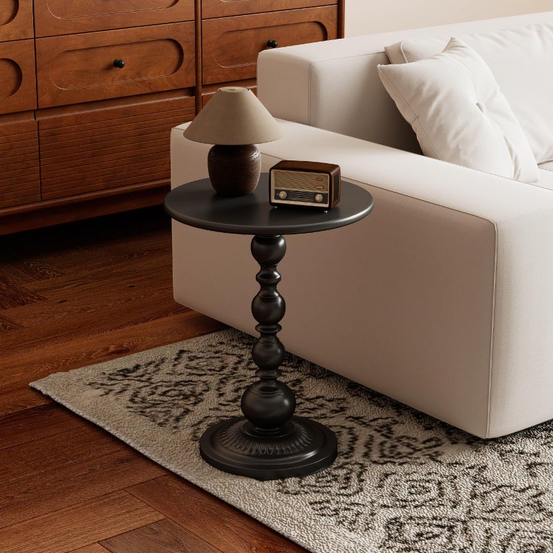 Funecy Metal Small End Table,Vintage Matte Black Round Side Table Nightstand for Bedside or Sofa,Small Accent Pedestal Table for Living Room Corners Bedroom Patio and bar (Matte Black) - Image 4
