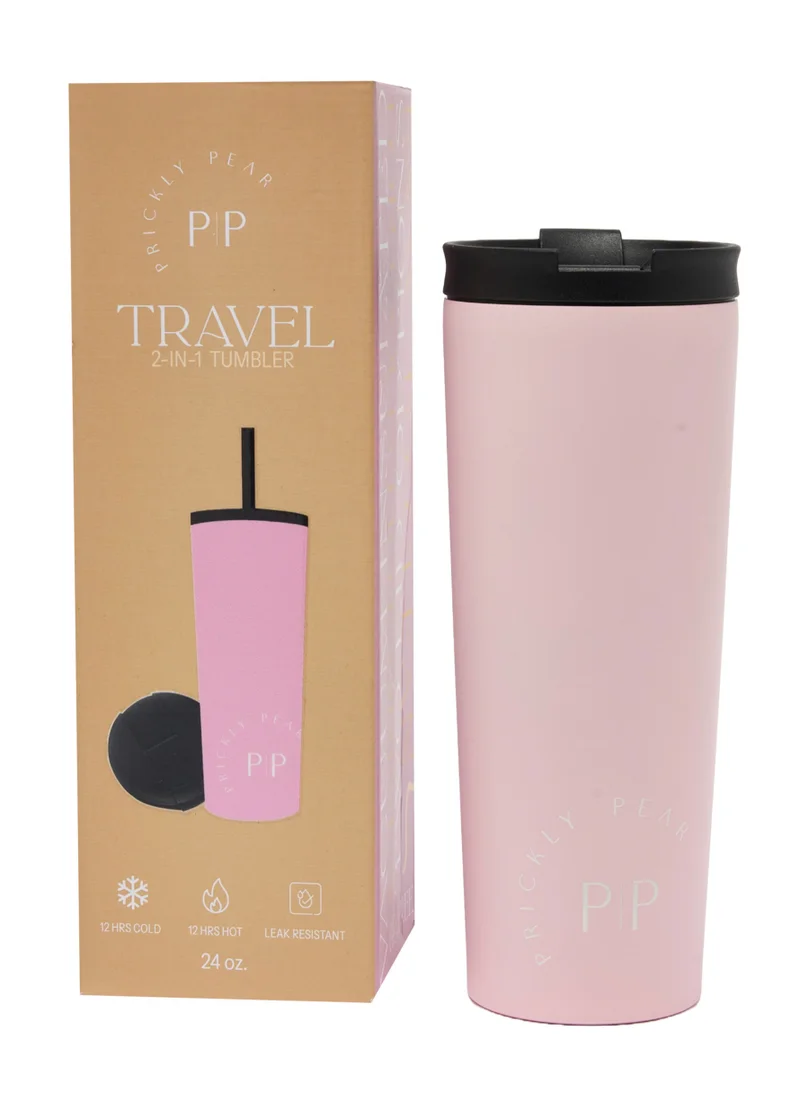 Prickly Pear Pink Travel 24 Oz 2 in 1 Stainless Steel Tumbler