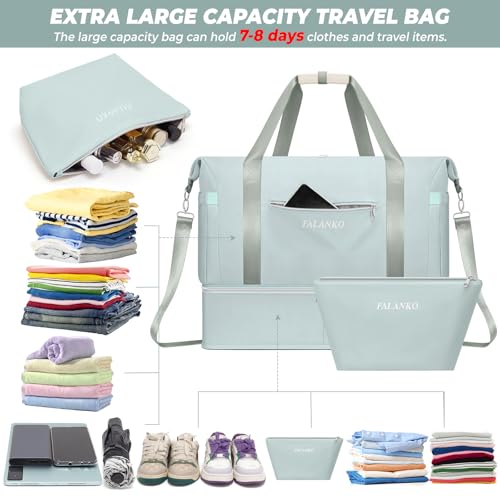 FALANKO Weekender Bags for Women,Extra large 66L Expandable Travel Duffel Bag with Shoe Compartment,Toiletry Bag,Overnight Bag with Waterproof Pocket,USB Charging,Carry On Backpack for Gym,Hospital,Beach - Image 2