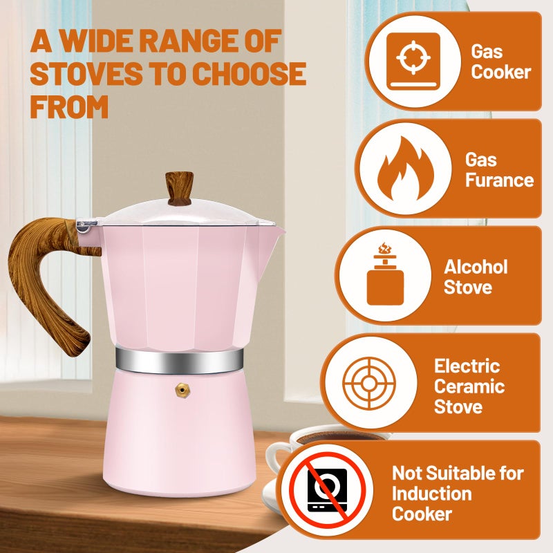 DITOSH 6 Cup Aluminum Espresso Stovetop Moka Pot Express Coffee Maker Percolator Italian Classic Mocha Coffee Machine for Italian and Cuban Cafe Brewing for Home & Camping 300ml 10oz - Image 4