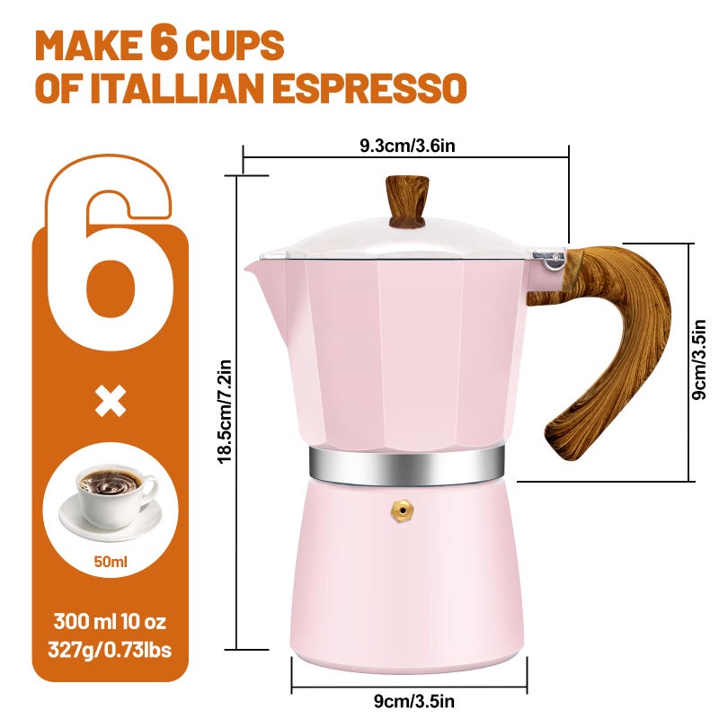 DITOSH 6 Cup Aluminum Espresso Stovetop Moka Pot Express Coffee Maker Percolator Italian Classic Mocha Coffee Machine for Italian and Cuban Cafe Brewing for Home & Camping 300ml 10oz - Image 2