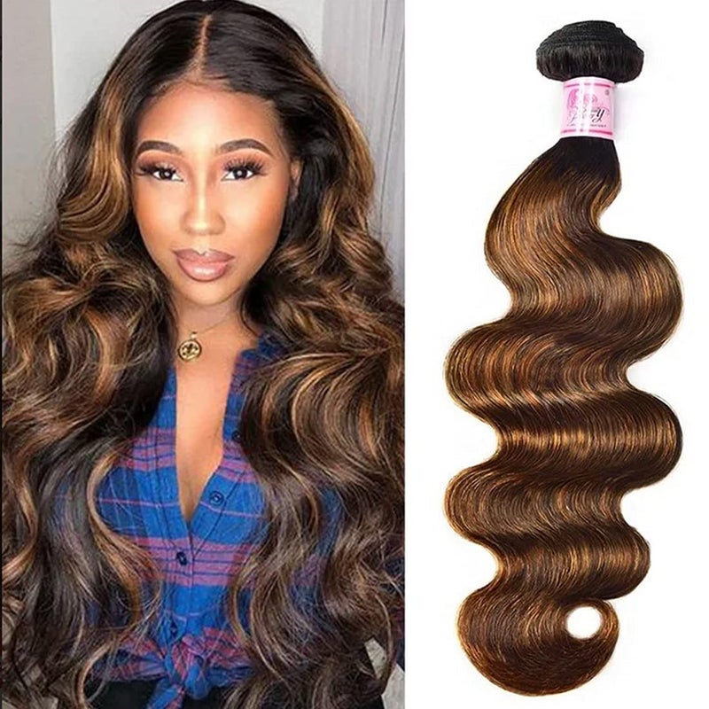 Beauty Forever FB30 Color Brazilian Body Wave Hair Weave 24 Inch One Bundle Highlight Ombre Color Unprocessed Virgin Remy Human Hair Extension