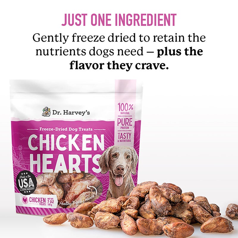 Dr. Harvey's Freeze-Dried Chicken Hearts - Training Dog Treats, Single Ingredient, All-Natural USA Sourced Protein, Allergen-Free - 7 Ounces (Pack of 3) - Image 3