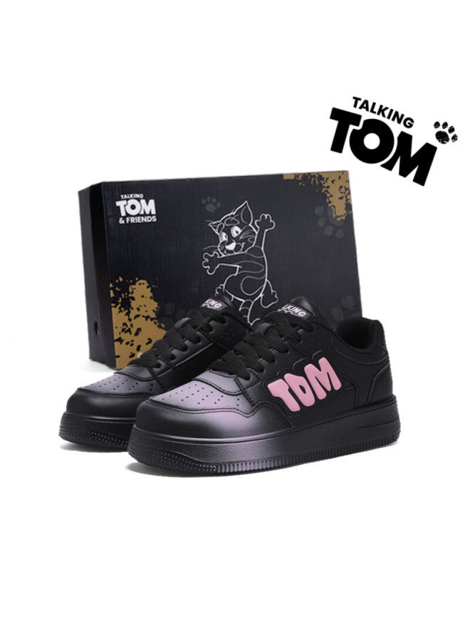 Talking Tom Air Force 1 Style Couple's Spring Autumn Retro Fashion Classic Sports Casual Shoes Black Pink Size 42 - Image 1