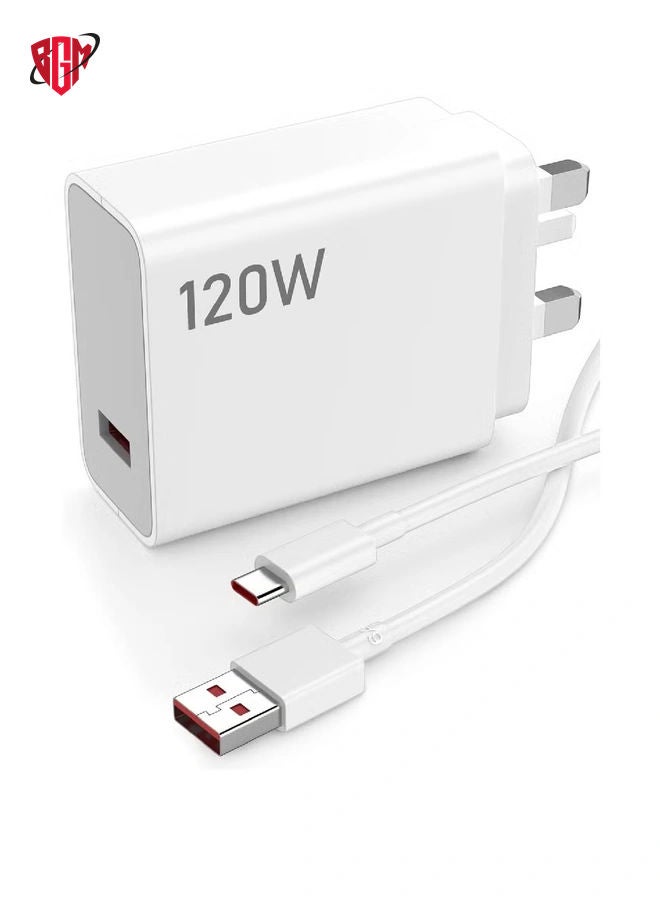 BGM 120W USB Fast Charger Plug for Xiaomi & Redmi 6A Turbo Charging Cable (1M), Wall Adapter for Mi 14T, 13T, 12X, 11T Pro, Redmi Note 13/12/11/10, POCO X6/F5 - Image 1
