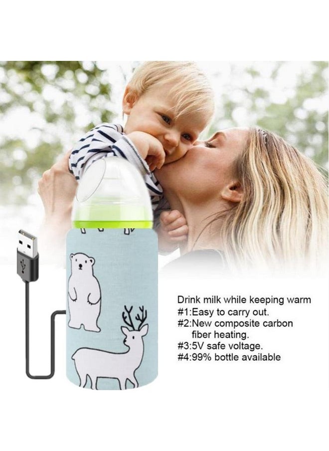 Hilitand - Portable Bottle Keep Warm, USB Travel Milk Heat Keeper, Baby Bottle Keep Warmer for Car Tavel, Storage Cover Insulation Thermostat(Bear) - Image 1