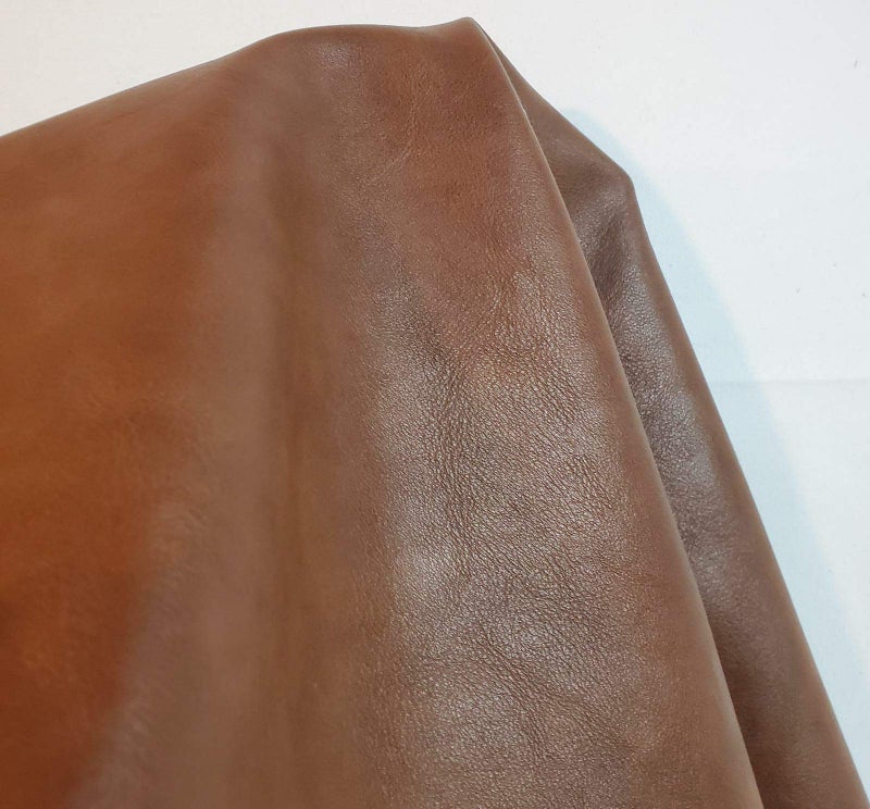 NAT Leathers | Tan Mid Brown Two Tone Antiqued Soft Faux Vegan Leather PU (Peta Approved Vegan) | 1 Yard (36 inch x 54 inch) Cut by Yard | Synthetic Pleather Nappa 0.9 mm Smooth Upholstery | 36"x54" - Image 2