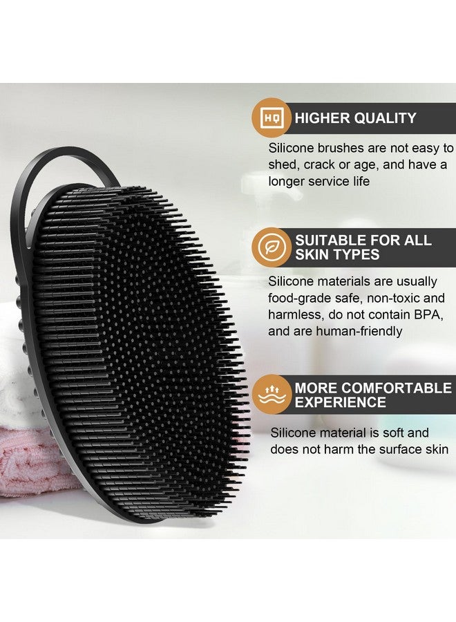 Metene Exfoliating Silicone Body Scrubber for Shower and Bath - Soft, Lathers Well, Long Lasting - Black with Loop - Image 2