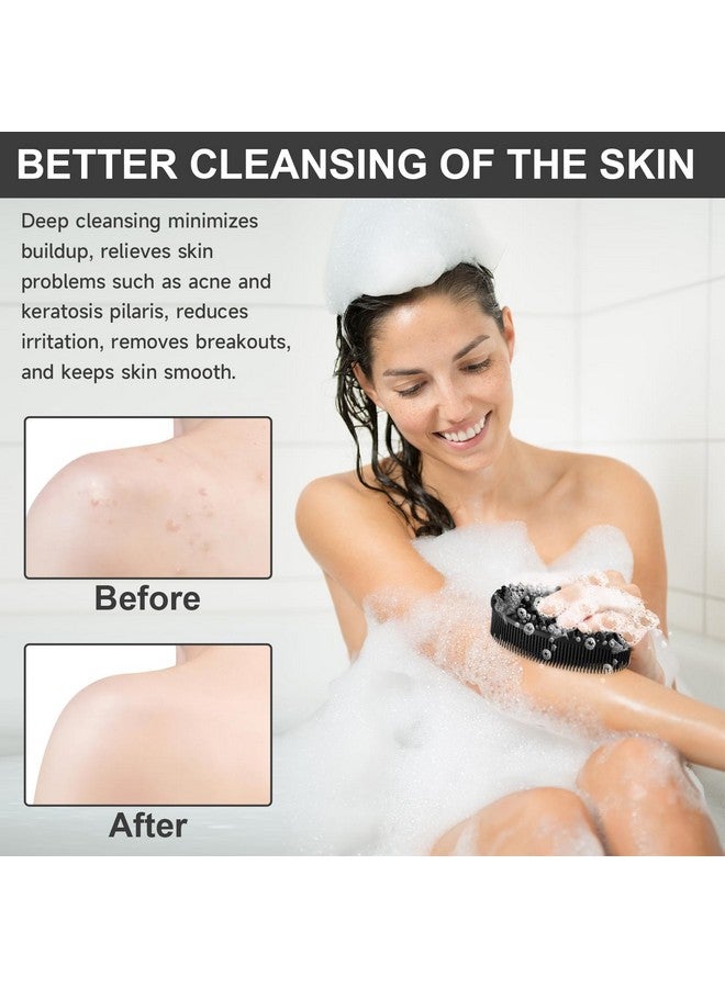 Metene Exfoliating Silicone Body Scrubber for Shower and Bath - Soft, Lathers Well, Long Lasting - Black with Loop - Image 3