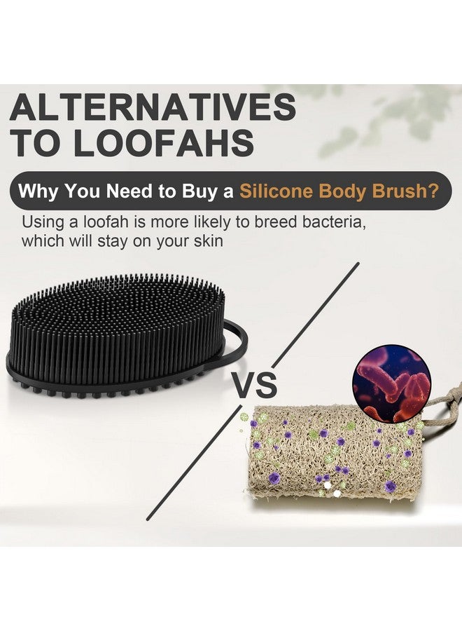 Metene Exfoliating Silicone Body Scrubber for Shower and Bath - Soft, Lathers Well, Long Lasting - Black with Loop - Image 1