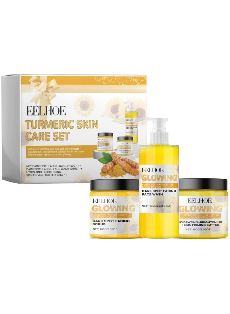 EELHOE 3 in 1 Skincare Set, Combination Treatment Set, Turmeric Face Wash, Turmeric Scrub, Natural Exfoliation and Hydration - Image 2