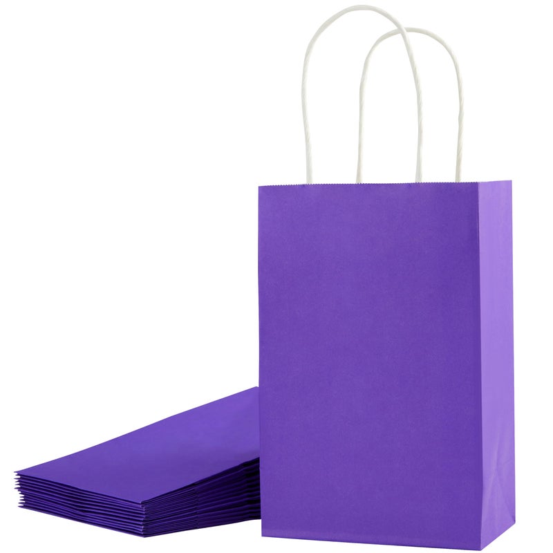 SUNCOLOR 12-Pack Purple Gift Bags with Handles â€“ 8" Recyclable Small Paper Goodie Bags for Party Favors, Birthdays, Baby Showers, Princess Parties & Weddings - Image 1