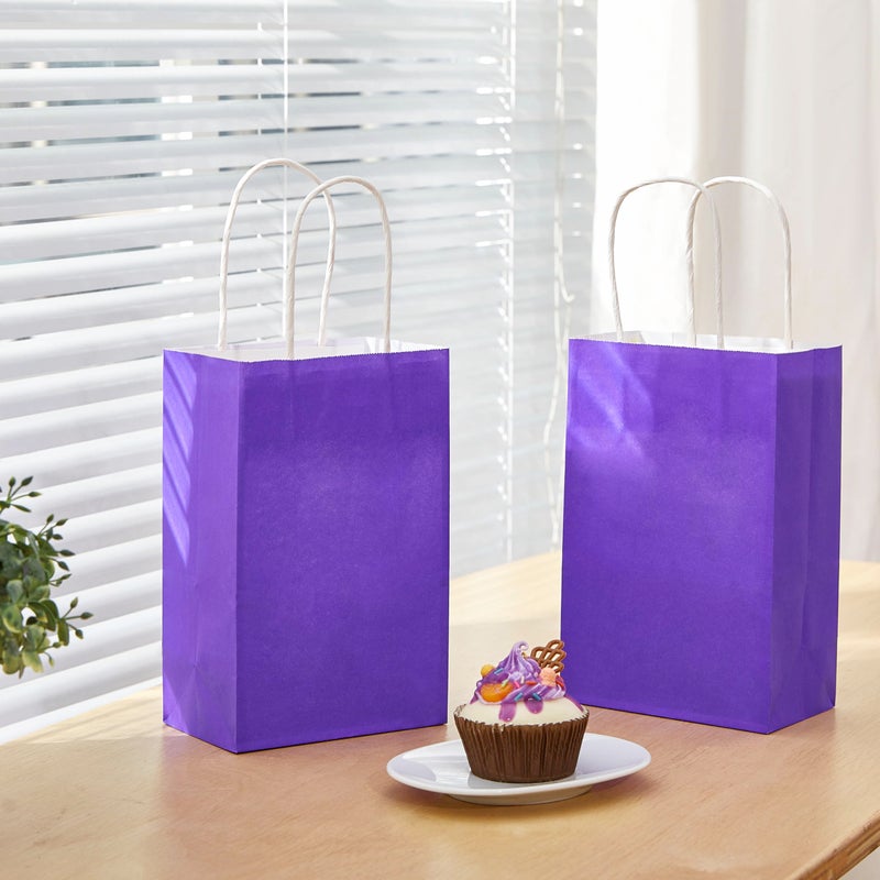 SUNCOLOR 12-Pack Purple Gift Bags with Handles â€“ 8" Recyclable Small Paper Goodie Bags for Party Favors, Birthdays, Baby Showers, Princess Parties & Weddings - Image 2