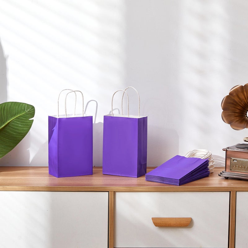SUNCOLOR 12-Pack Purple Gift Bags with Handles â€“ 8" Recyclable Small Paper Goodie Bags for Party Favors, Birthdays, Baby Showers, Princess Parties & Weddings - Image 5