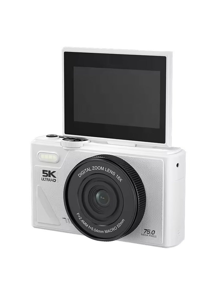 Generic 75MP Digital Camera for Photography and Video, 5K Vlogging Camera for YouTube with 3'' Flip Screen, 18X Digital Zoom Digital Camera for Gift, Compact Anti Shake Vlogging Camera for Live Streaming Travel Photography, with 128GB SD Card  - Image 1
