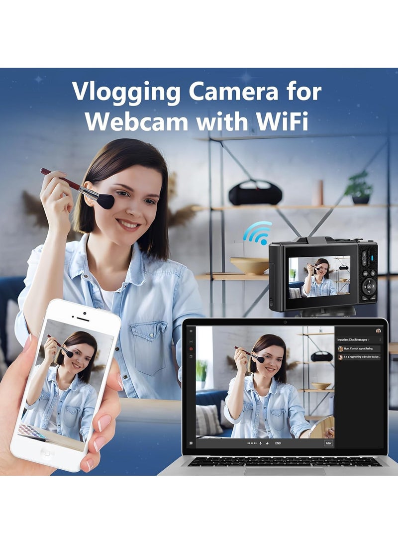 Digital Camera, 5K Point and Shoot Digital Cameras with 128GB SD Card, 75MP Digital Camera for Photography and Video, Vlogging Camera with 3'' Flip Screen, 18X Digital Zoom Cameras Digital for Kids Boys Girls - Image 4