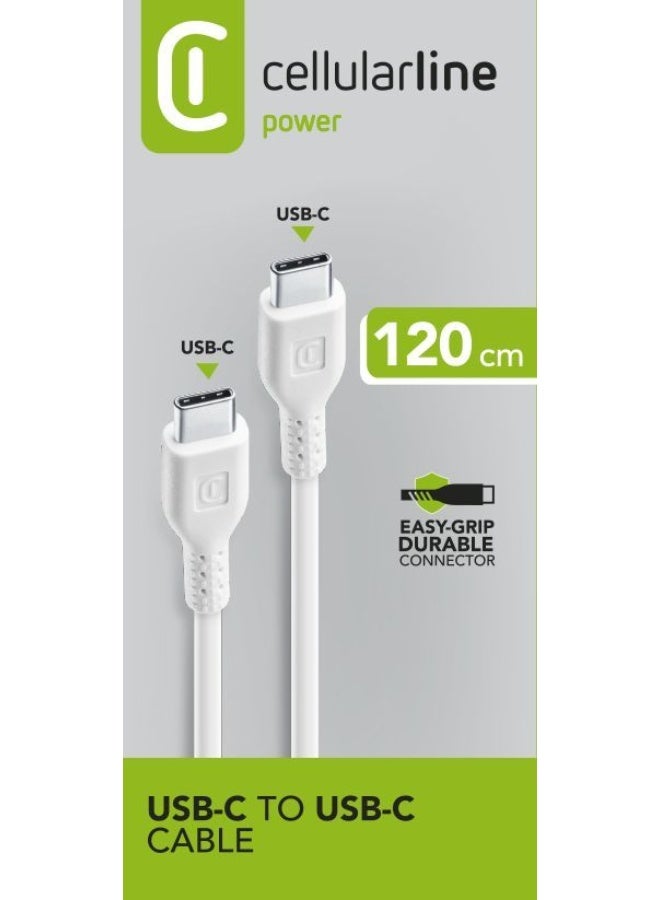 سيلولار لاين كابل Cellularline للشحن ونقل البيانات بطول 1.2 متر – شحن سريع ونقل بيانات، أبيض - Image 2