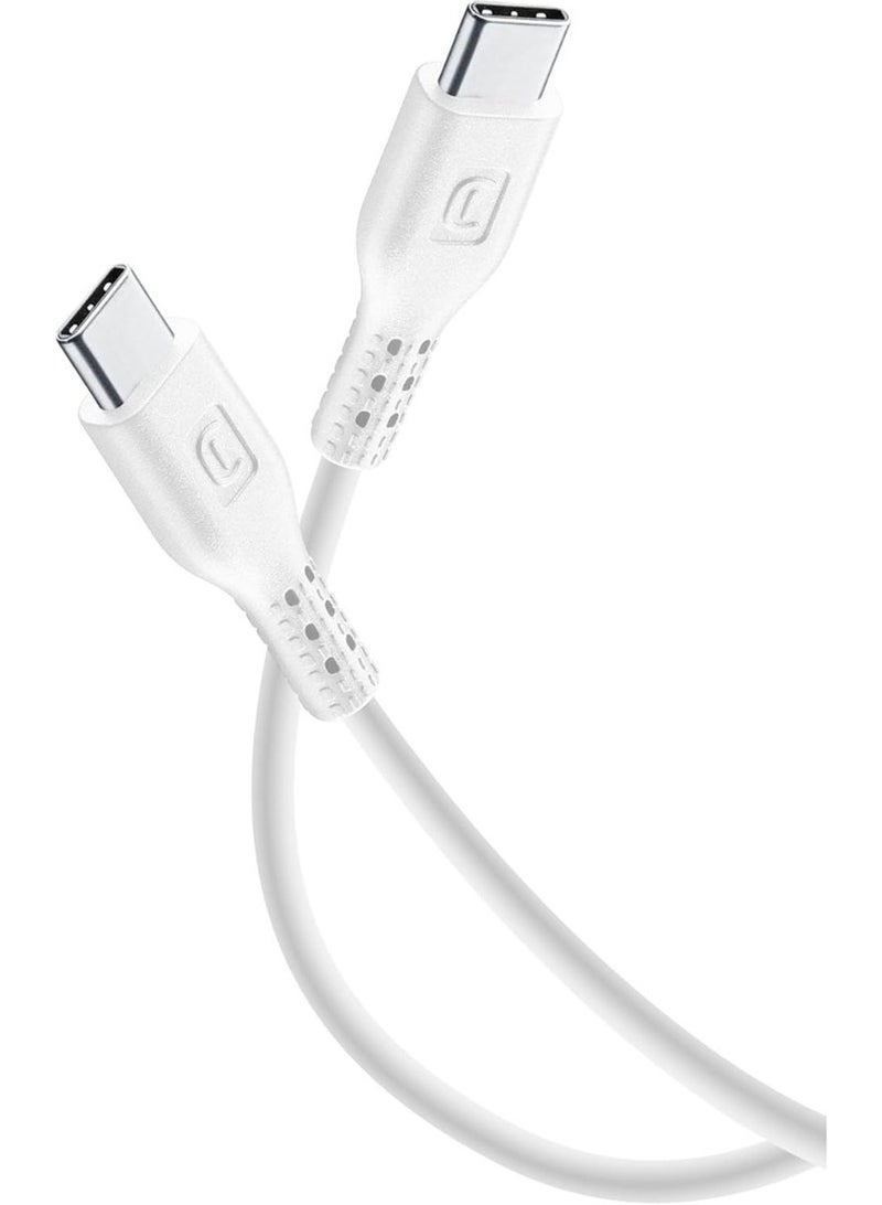 سيلولار لاين كابل Cellularline للشحن ونقل البيانات بطول 1.2 متر – شحن سريع ونقل بيانات، أبيض - Image 1