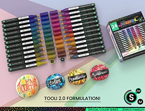 TOOLI-ART TOOLIART Acrylic Paint Markers Paint Pens Special Colors Set For Rock Painting Canvas Fabric Glass Mugs Wood Ceramics Plastic MultiSurface Non Toxic Waterbased JEWEL M - Image 3