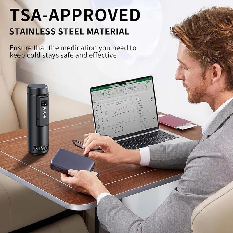 Insulin Cooler for Travel Diabetic Care Medication Cooler USB Charger Portable Car Refrigerator - Image 2
