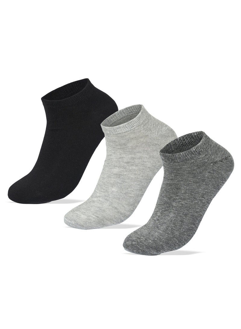 سام سوكس مجموعة رجالية من 5 جوارب كاحل سادة بيضاء + مجموعة رجالية من 3 جوارب كاحل سادة (أسود - كبير - رمادي - رمادي داكن) - Image 3